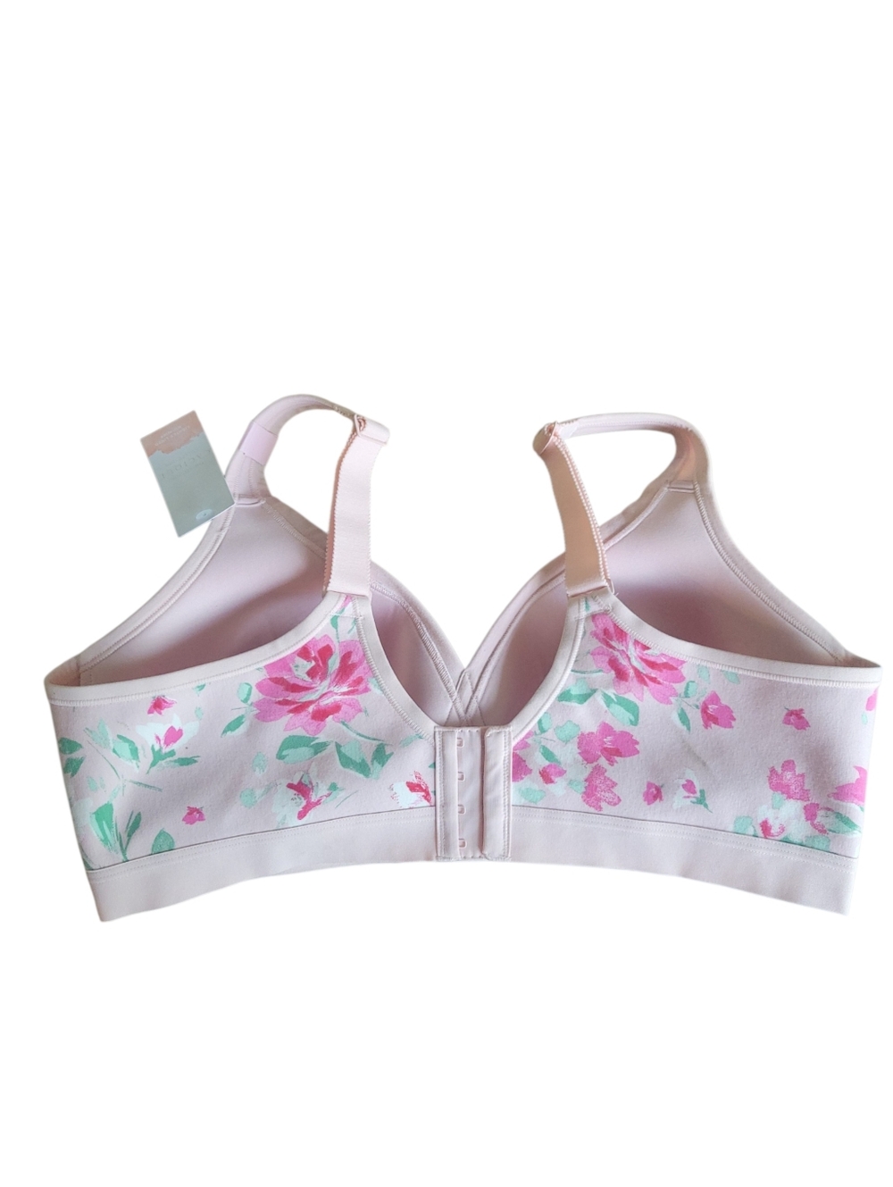 Cacique Cotton Collection Bra 40D NWT Wireless Lightly Lined Floral Pink Soft - Picture 7 of 9
